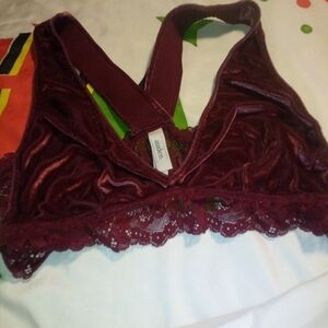 Auden Deep Red Velvet Bralette Size Medium Good Condition